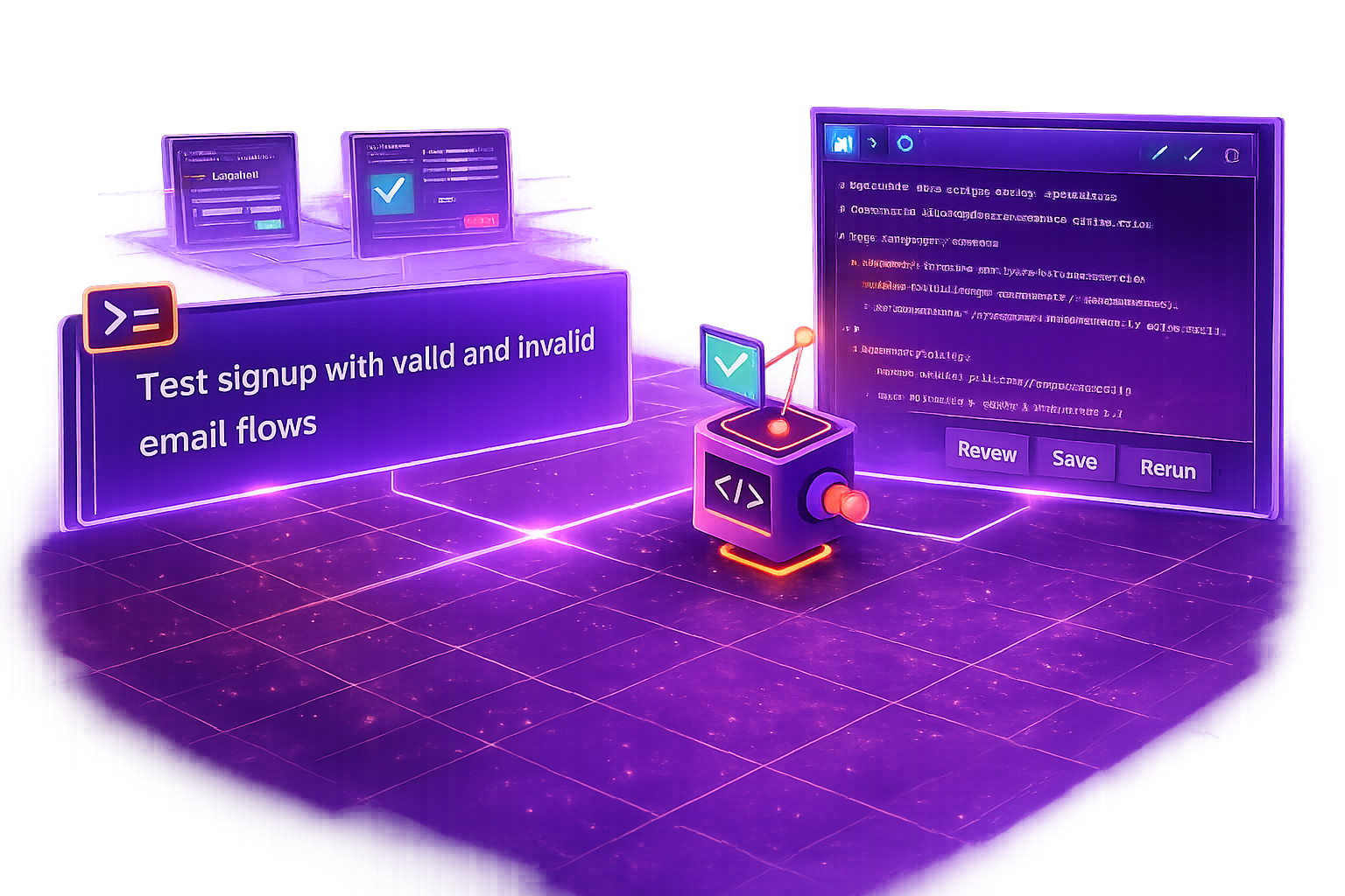 AI agent generating test scripts from natural language intent
